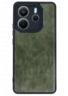 Mey İthalat®   Redmi Note 14 4G Kılıf Aras Deri Kapak - Koyu Yeşil