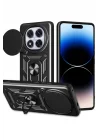 Mey İthalat®   Redmi Note 14 Pro Plus Kılıf Pars Lens Yüzüklü Silikon - Siyah