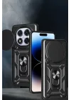 Mey İthalat®   Redmi Note 14 Pro Plus Kılıf Pars Lens Yüzüklü Silikon - Siyah