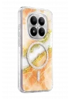 Mey İthalat®   Redmi Note 15 Pro 4G Lotus Simli Magsafe Kapak - Turuncu