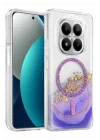 Mey İthalat®   Redmi Note 15 Pro 5G Lotus Simli Magsafe Kapak - Mor