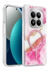 Mey İthalat®   Redmi Note 15 Pro 5G Lotus Simli Magsafe Kapak - Pembe