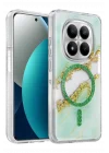Mey İthalat®   Redmi Note 15 Pro 5G Lotus Simli Magsafe Kapak - Yeşil