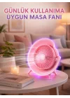 Mey İthalat® Renkli Ambiyans Işıklı Taşınabilir Masaüstü Vantilatör