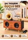 Mey İthalat® Retro Gramofon Tasarımlı Bluetooth Hoparlör – 3D Stereo Ses, 1800 mAh Batarya