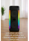 Mey İthalat® RGB Işıklı Çift Hoparlörlü Taşınabilir Bluetooth Speaker ve Mikrofon Yeni Nesil