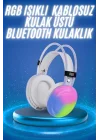 Mey İthalat® RGB Işıklı Yüksek Ses Kaliteli Kablosuz Kulak Üstü Bluetooth Kulaklık