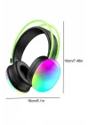 Mey İthalat® RGB Işıklı Yüksek Ses Kaliteli Kablosuz Kulak Üstü Bluetooth Kulaklık