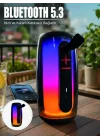 Mey İthalat® RGB LED Taşınabilir Bluetooth Speaker Güçlü Bas Ses Type-C Şarj Girişli