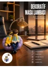 Mey İthalat® Romantik Çift Temalı Dekoratif Masa Lambası Yumuşak LED Işık