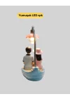 Mey İthalat® Romantik Sandal Üzerinde Çift Figürü LED Gece Lambası Masa Dekoru Yeni Nesil