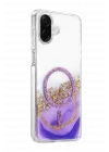 Mey İthalat®  Samsung Galaxy A07 4G Lotus Simli Magsafe Kapak - Mor