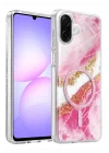 Mey İthalat®  Samsung Galaxy A07 4G Lotus Simli Magsafe Kapak - Pembe