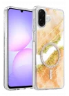 Mey İthalat®  Samsung Galaxy A07 4G Lotus Simli Magsafe Kapak - Turuncu
