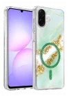 Mey İthalat®  Samsung Galaxy A07 4G Lotus Simli Magsafe Kapak - Yeşil