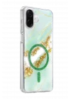 Mey İthalat®  Samsung Galaxy A07 4G Lotus Simli Magsafe Kapak - Yeşil