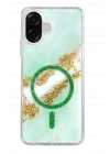 Mey İthalat®  Samsung Galaxy A07 4G Lotus Simli Magsafe Kapak - Yeşil