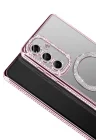 Mey İthalat®  Samsung Galaxy A37 5G Joke Simli Magneticsafe Kılıf - Pembe