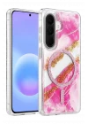 Mey İthalat®  Samsung Galaxy A37 5G Lotus Simli Magsafe Kapak - Pembe