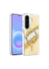 Mey İthalat®  Samsung Galaxy A56 Lotus Simli Magsafe Kapak - Gümüş