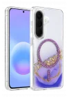 Mey İthalat®  Samsung Galaxy A56 Lotus Simli Magsafe Kapak - Mor