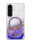 Mey İthalat®  Samsung Galaxy A56 Lotus Simli Magsafe Kapak - Mor
