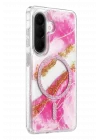 Mey İthalat®  Samsung Galaxy A56 Lotus Simli Magsafe Kapak - Pembe