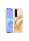 Mey İthalat®  Samsung Galaxy A56 Lotus Simli Magsafe Kapak - Turuncu