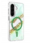 Mey İthalat®  Samsung Galaxy A56 Lotus Simli Magsafe Kapak - Yeşil
