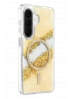 Mey İthalat®  Samsung Galaxy A57 5G Lotus Simli Magsafe Kapak - Gümüş