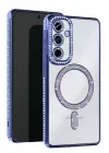 Mey İthalat®  Samsung Galaxy S24 FE Joke Simli Magneticsafe Kılıf - Mavi