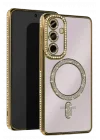 Mey İthalat®  Samsung Galaxy S25 FE Joke Simli Magneticsafe Kılıf - Gold