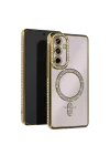 Mey İthalat®  Samsung Galaxy S25 FE Joke Simli Magneticsafe Kılıf - Gold