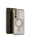 Mey İthalat®  Samsung Galaxy S25 FE Joke Simli Magneticsafe Kılıf - Gold