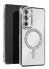 Mey İthalat®  Samsung Galaxy S25 FE Joke Simli Magneticsafe Kılıf - Gümüş