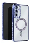 Mey İthalat®  Samsung Galaxy S25 FE Joke Simli Magneticsafe Kılıf - Mavi