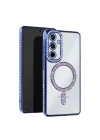 Mey İthalat®  Samsung Galaxy S25 FE Joke Simli Magneticsafe Kılıf - Mavi