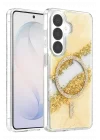 Mey İthalat®  Samsung Galaxy S26 Lotus Simli Magsafe Kapak - Gümüş