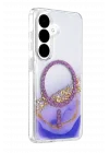 Mey İthalat®  Samsung Galaxy S26 Lotus Simli Magsafe Kapak - Mor