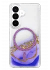 Mey İthalat®  Samsung Galaxy S26 Lotus Simli Magsafe Kapak - Mor