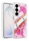 Mey İthalat®  Samsung Galaxy S26 Lotus Simli Magsafe Kapak - Pembe