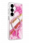 Mey İthalat®  Samsung Galaxy S26 Lotus Simli Magsafe Kapak - Pembe