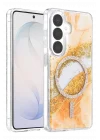 Mey İthalat®  Samsung Galaxy S26 Lotus Simli Magsafe Kapak - Turuncu