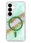 Mey İthalat®  Samsung Galaxy S26 Lotus Simli Magsafe Kapak - Yeşil