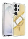 Mey İthalat®  Samsung Galaxy S26 Ultra Lotus Simli Magsafe Kapak - Gümüş