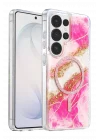 Mey İthalat®  Samsung Galaxy S26 Ultra Lotus Simli Magsafe Kapak - Pembe
