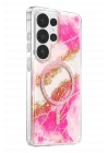 Mey İthalat®  Samsung Galaxy S26 Ultra Lotus Simli Magsafe Kapak - Pembe
