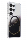 Mey İthalat®  Samsung Galaxy S26 Ultra Lotus Simli Magsafe Kapak - Siyah
