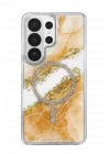 Mey İthalat®  Samsung Galaxy S26 Ultra Lotus Simli Magsafe Kapak - Turuncu