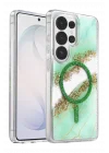 Mey İthalat®  Samsung Galaxy S26 Ultra Lotus Simli Magsafe Kapak - Yeşil